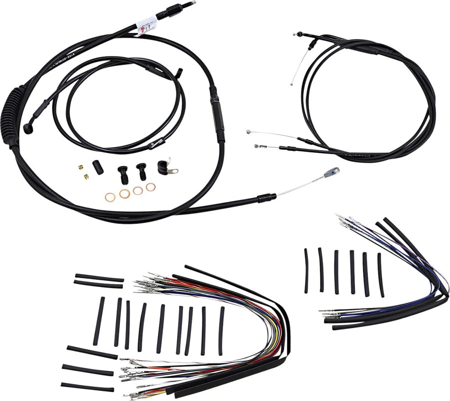 Harley Davidson FXST [BURLY BRAND] - Kit complet de câbles/lignes de guidon en vinyle noir pour cintres Ape