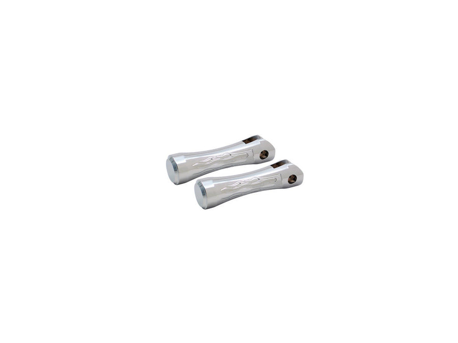 Harley Davidson - Chromium flat top ticket footrest with flame
