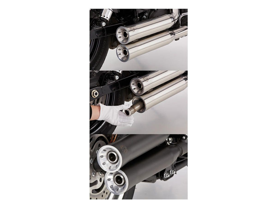 Harley Davidson Flstf [2014-2016] -Double Grooves Pantes-on Polished Silencer