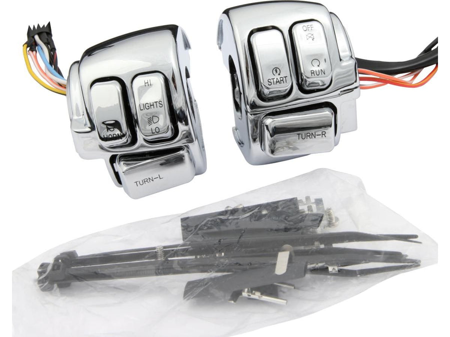 Harley Davidson Sportster [2006-2013]-Chrome handlebar switch housing kit with switches