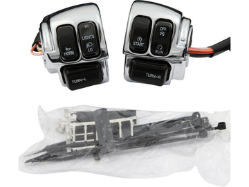 Harley Davidson Sportster [2006-2013]-kit de boîtier de commutateur de Stereering Chrome avec interrupteurs
