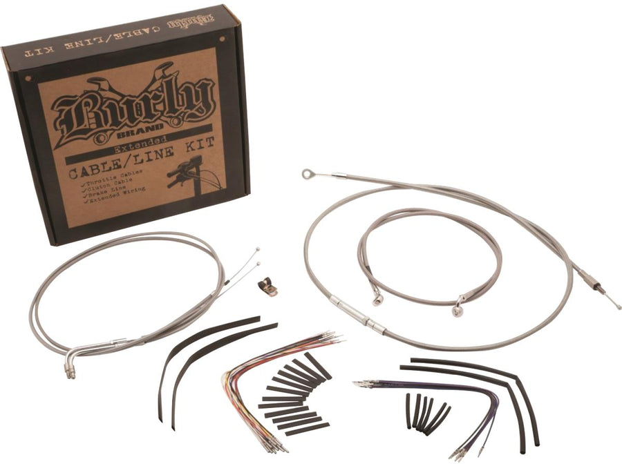 Harley Davidson Flstc [2000-2003] -14 "Ensemble de câbles de barre gorille en acier inoxydable clair