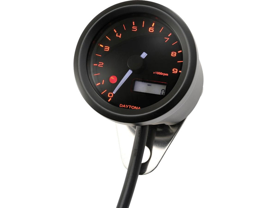 Harley Davidson – Velona Tachometer 48 mm, Edelstahl Schwarz Lackiert Tachometer