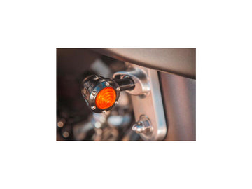 Harley Davidson – Tracker LED Blinker Schwarz Glanz Bernsteinfarbene LED - 0