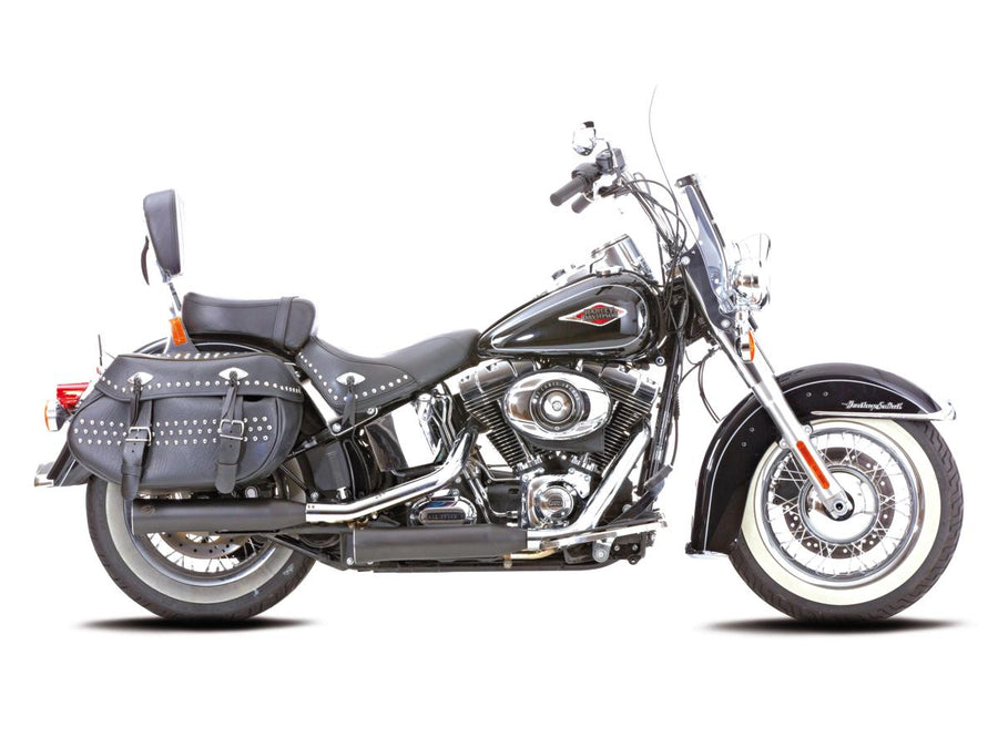 Harley Davidson FLDE [2018-2020]-Double grooves Slip-on silencer black satin