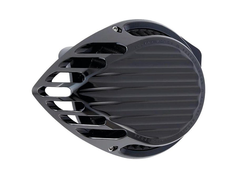 Harley Davidson Dyna [2000-2017] – Gerippter Luftfilter Schwarz Eloxiert