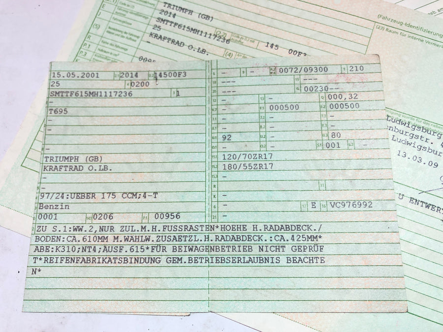 Triumph Sprint 955i RS T695 [2000] - Frame with papers