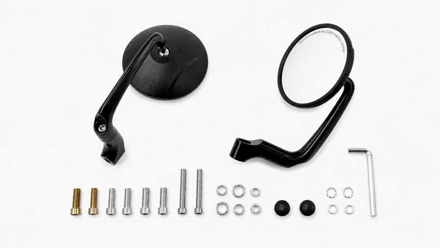 Universal Motorrad Lenkerendenspiegel [E-Prüfzeichen] - Rückspiegel Aluminium schwarz