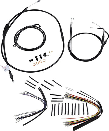Harley Davidson Flst [BURLY BRAND] - Kit complet de câbles/lignes de guidon en vinyle noir pour Ape Hanger