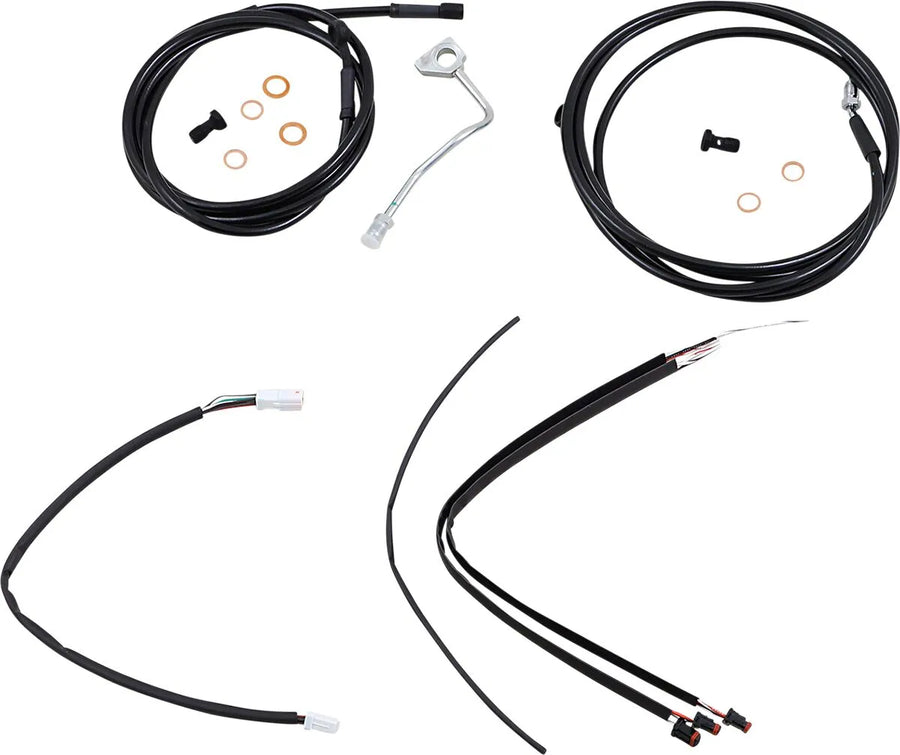 Harley Davidson Flhrxs [BURLY BRAND] - Kit complet de câbles/lignes de guidon en vinyle noir pour Ape Hanger