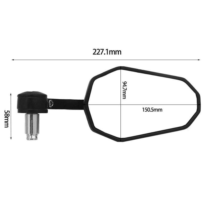 Universal Motorrad Lenkerendenspiegel [E-Prüfzeichen] - Rückspiegel Aluminium schwarz Seitenansicht