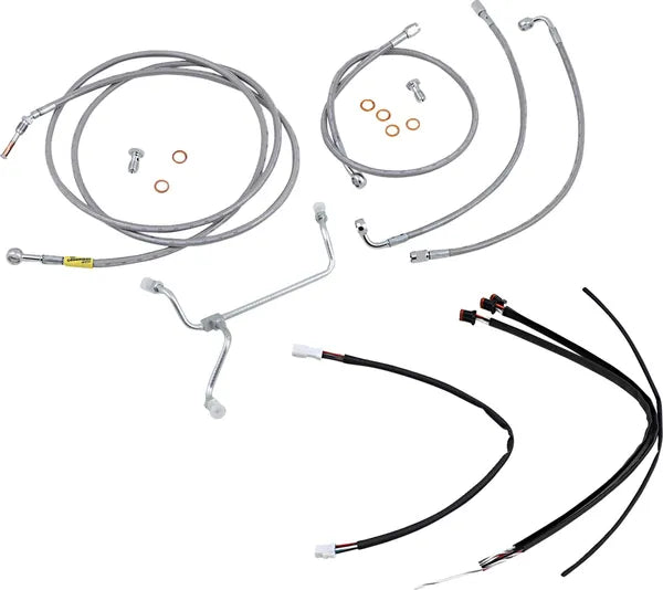 Harley Davidson Flhx [BURLY BRAND] – Komplettes Edelstahl-geflochtenes Lenkerzug-/Bremsleitungs-Kit