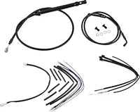 Harley Davidson FX [BURLY BRAND] – Komplettes schwarzes Vinyl-Lenkerzug/-Leitungsset für Ape Hanger