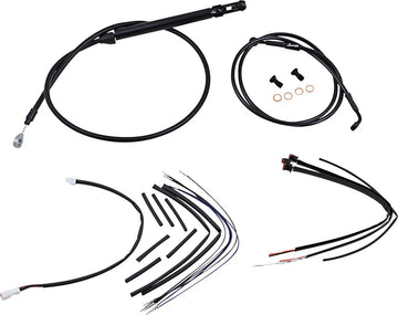 harley-davidson street bob [BURLY BRAND] – Komplettes schwarzes Vinyl-Lenkerzug-/Leitungskit für Ape Hangers