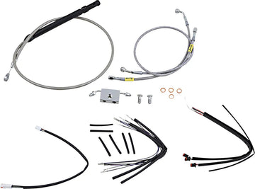 harley davidson flfb [BURLY BRAND] - Kit câble de guidon et conduite de frein pour guidon Burly Ape