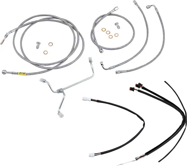 Harley Davidson Flhx [BURLY BRAND] – Komplettes Edelstahl-geflochtenes Lenkerzug-/Bremsleitungs-Kit