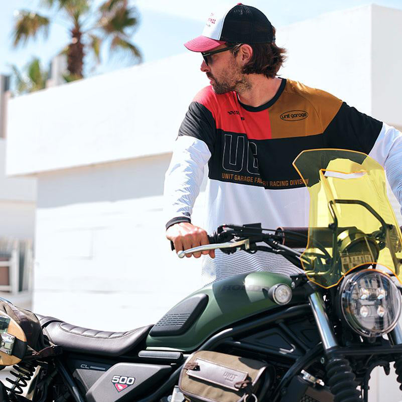 BMW R nineT 1200 Urban G/S (hoher Auspuff) [2017-2023] - Vintage Unitgarage Trucker Hut weiß/rot