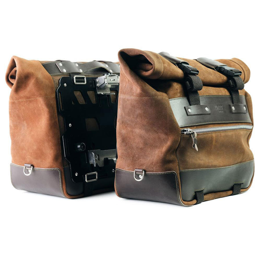 BMW R nineT 1200 Pure [2017-2023] - Paar Cult-Seitentaschen aus Spaltleder 40L - 50L + Aluminiumplatte