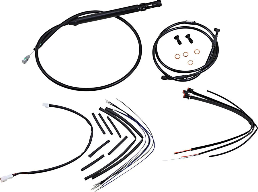 harley davidson softail street bob fxbb [BURLY BRAND] – Komplettes schwarzes Vinyl-Lenkerzug-/Leitungskit für Ape Hangers
