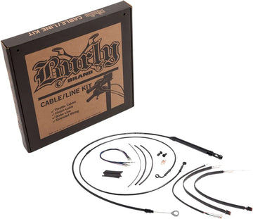 harley-davidson street bob [BURLY BRAND] – Komplettes schwarzes Vinyl-Lenkerzug-/Leitungskit für Ape Hangers - 0