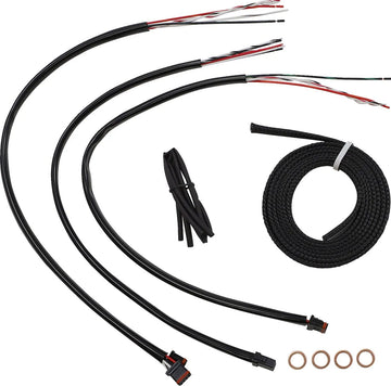harley-davidson street bob [LA CHOPPERS] - Complete black vinyl braided handlebar cable/brake line kit - 0