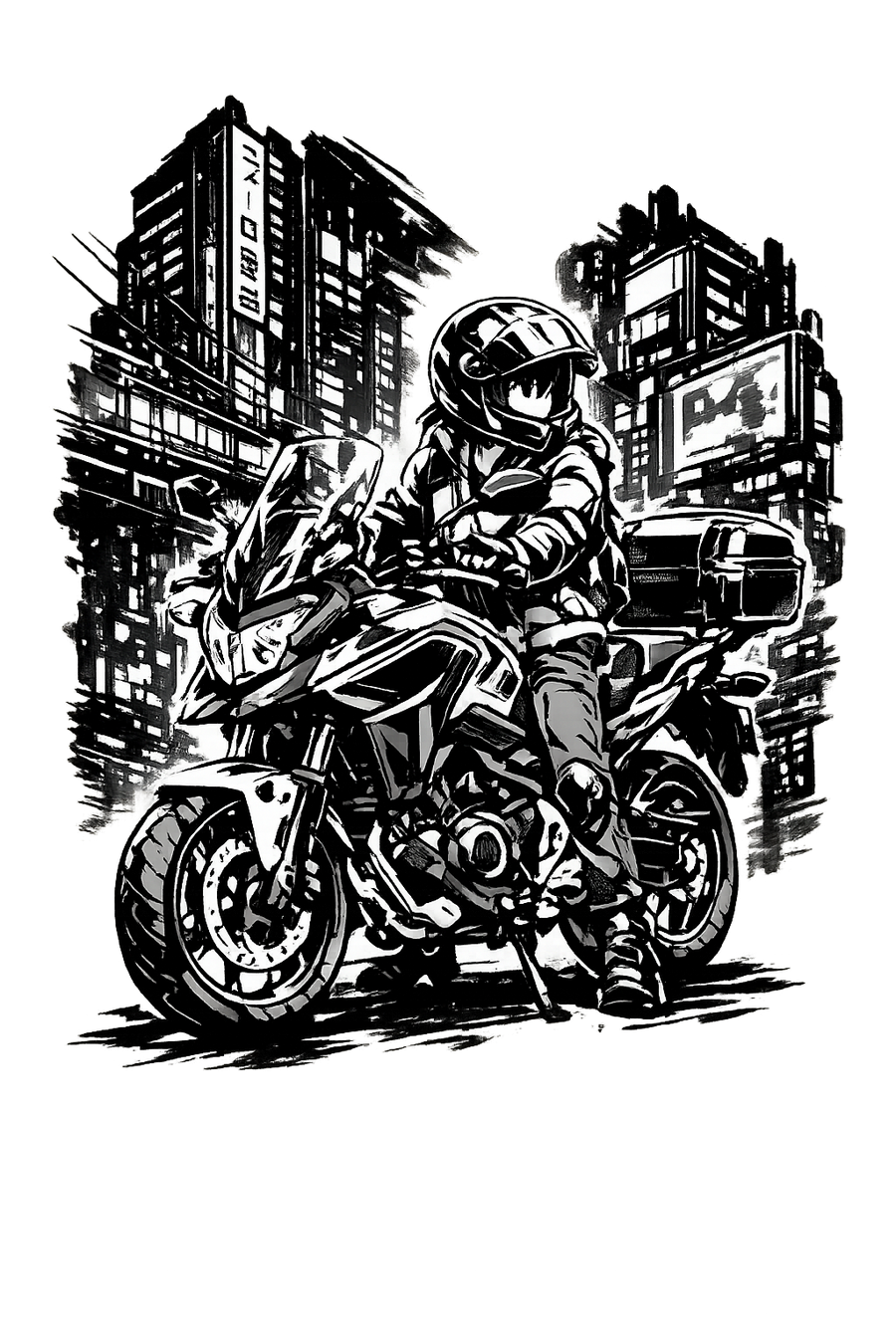 Honda nc 700 [Sweatshirt] - Manga Neon City - Imprimé poitrine