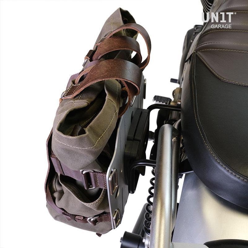 BMW R nineT 1200 Pure [2017-2023] - Aluminium-Taschenhalter mit verstellbarer Lederfront, Schnellkupplung und Rahmen