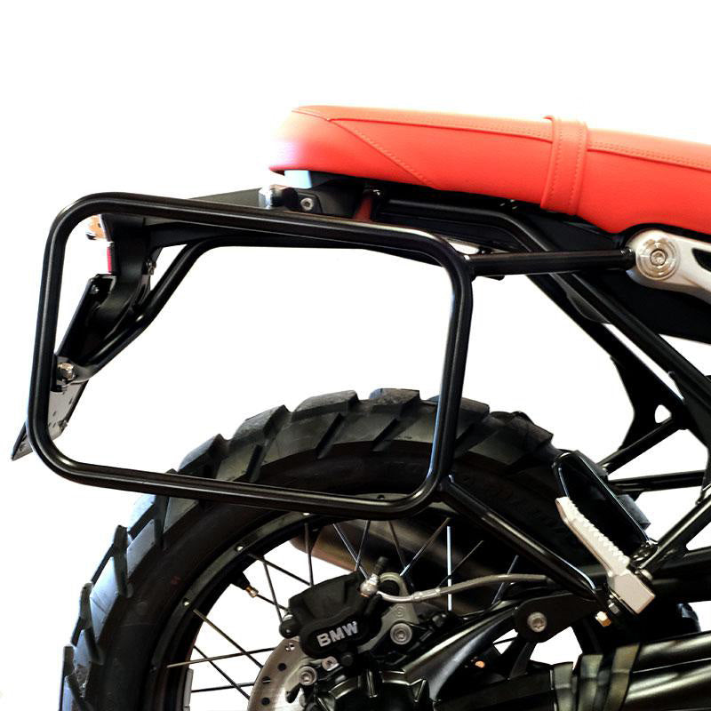 BMW R nineT 1200 Racer [2017-2020] - Kultige Seitentasche aus Spaltleder 40L - 50L + Aluminiumplatte + rechter Rahmen für Atlas Aluminiumtasche